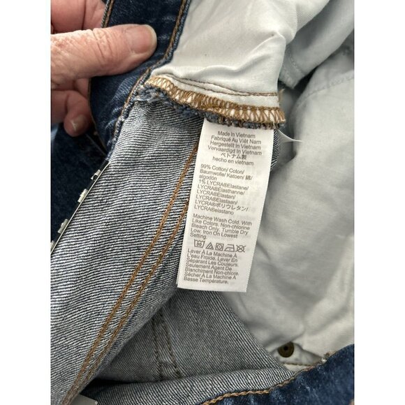 J. Crew Mid Rise Flare Crop Button Fly Dark Wash Signature Stretch Jeans Sz 34 - Picture 9 of 13